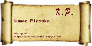 Kumer Piroska névjegykártya